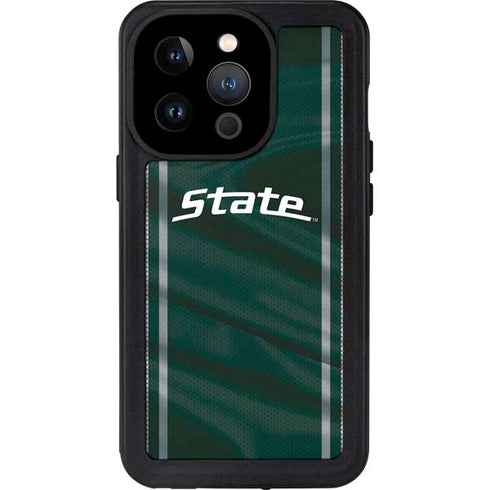 Michigan State University Jersey Grey iPhone 15 Pro Waterproof Case
